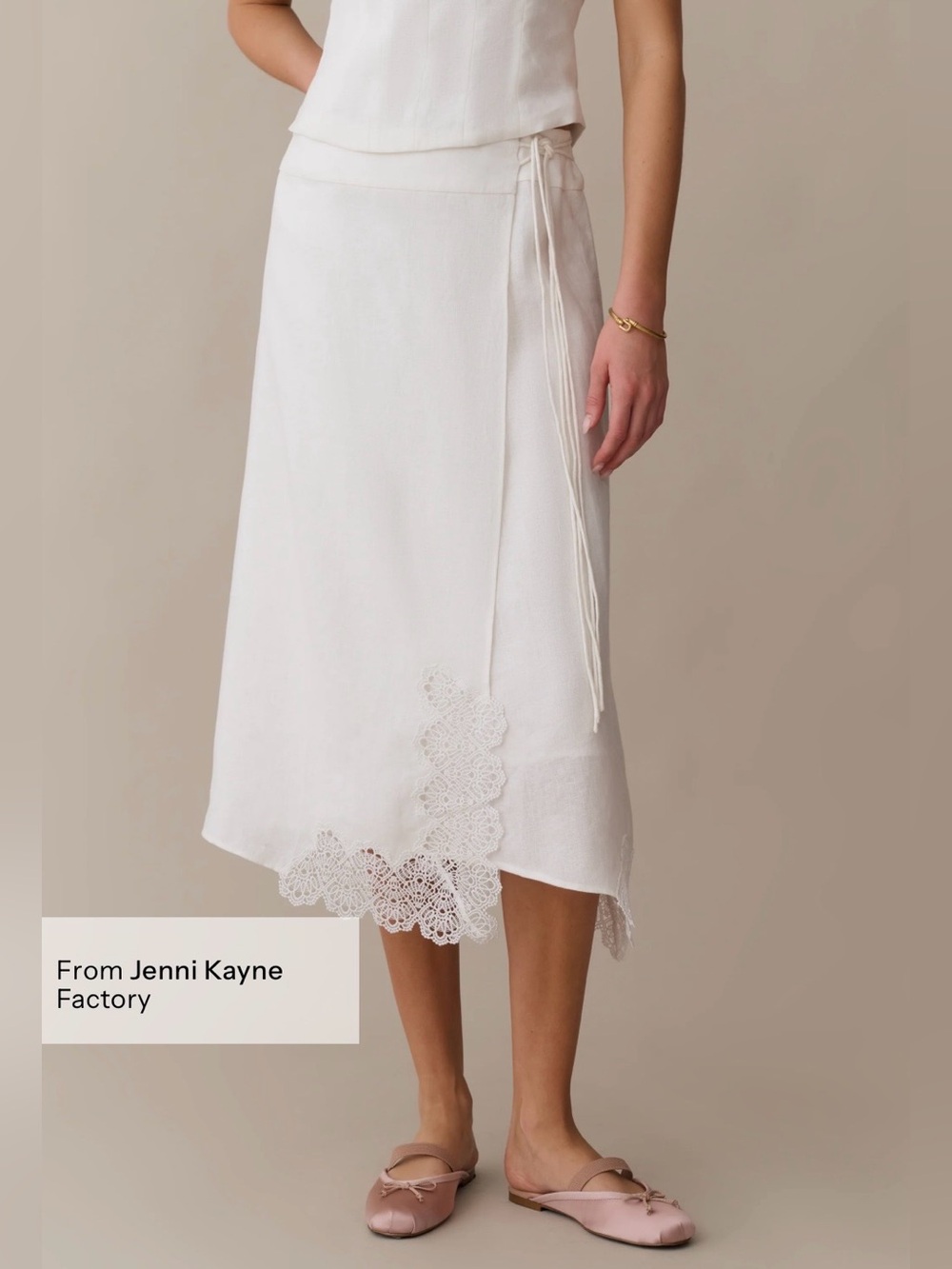 Kourt Trinity Linen and Lace Wrap Skirt White Medium NWT Jenni Kayne inspired